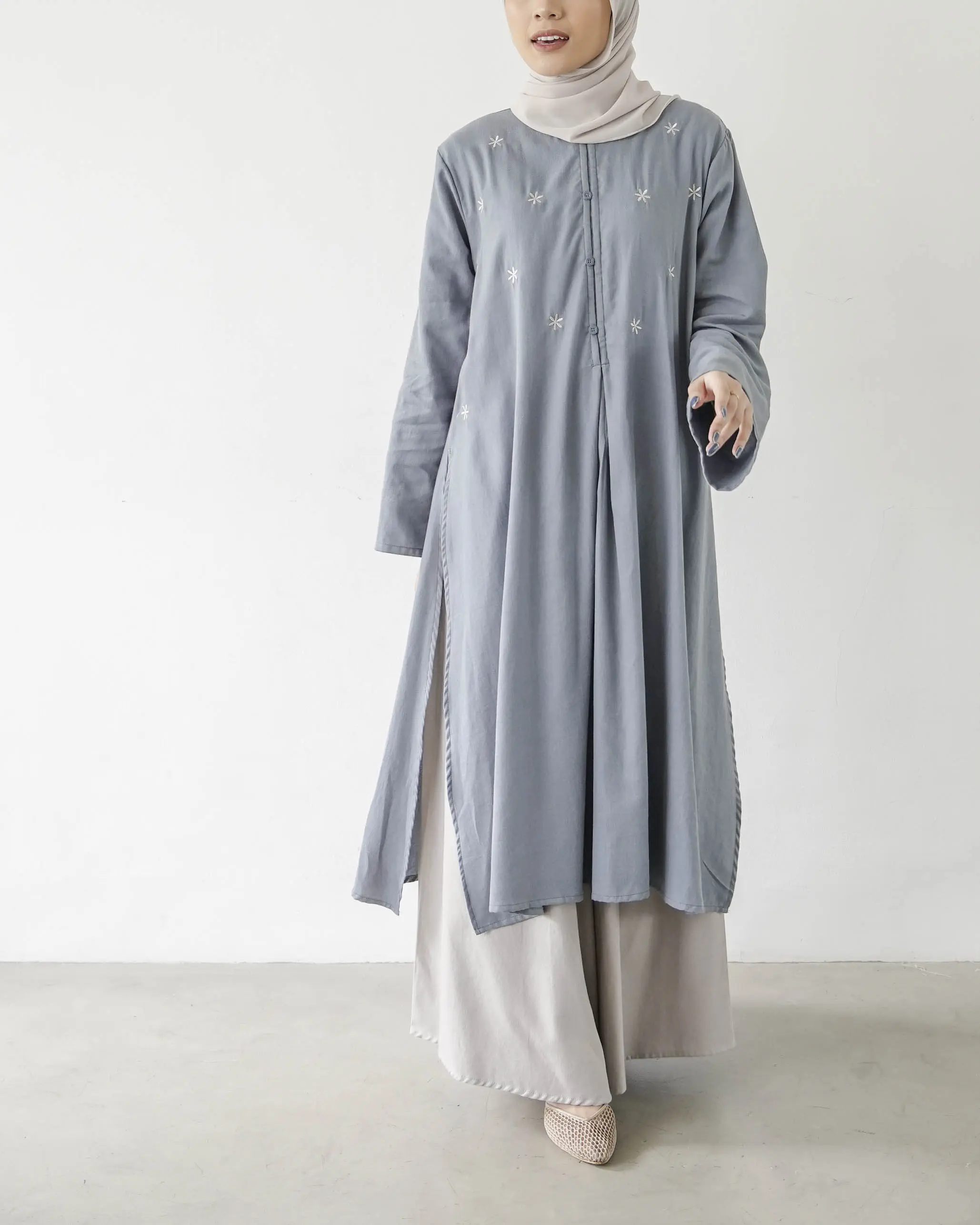 MISTYVORI | Fara Tunik Atasan Wanita Panjang Muslim Bahan Soft Flanel Lembut