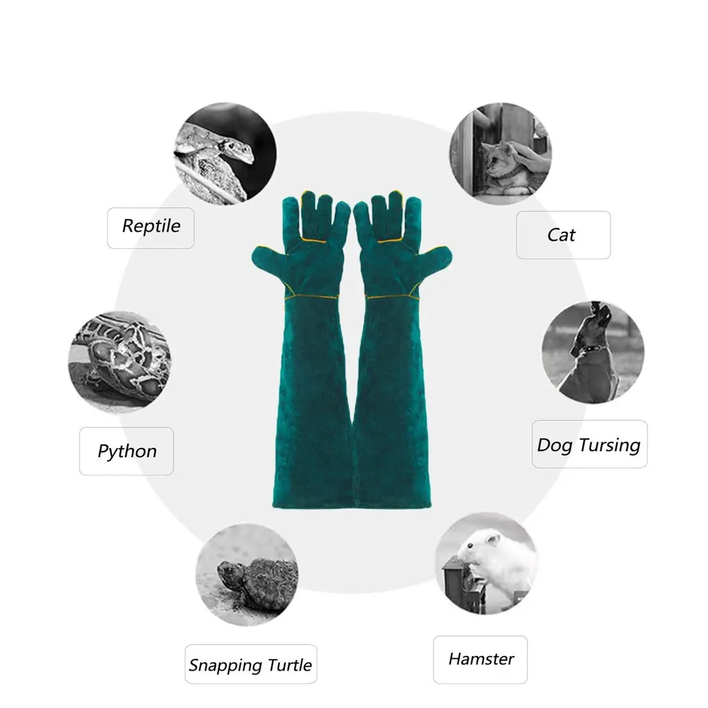 Sarung Tangan Anti Cakar G it Reptil Ular Kura Kadal Burung Kucing Anjing Anti Bite Gloves/Reptile Protectiove Gloves Sarung Tangan Pelindung - green