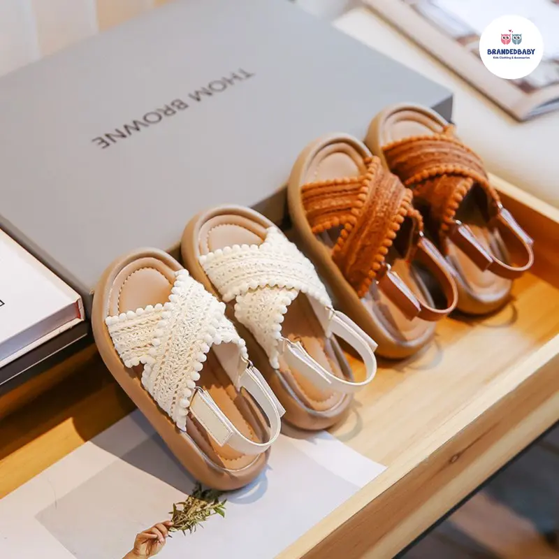 [Brandedbaby] 21-37 Sandal Casual Anak Perempuan Sandal Slop Anak Slip On Tali Velcro Sepatu Fashion Kaki Nyamain 1