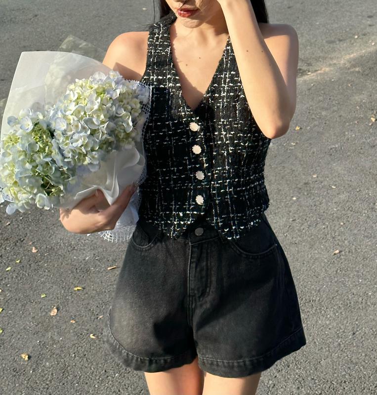 [ TiQi Jeans ] Short Jeans Nữ Trơn Cotton Dáng A S1-287