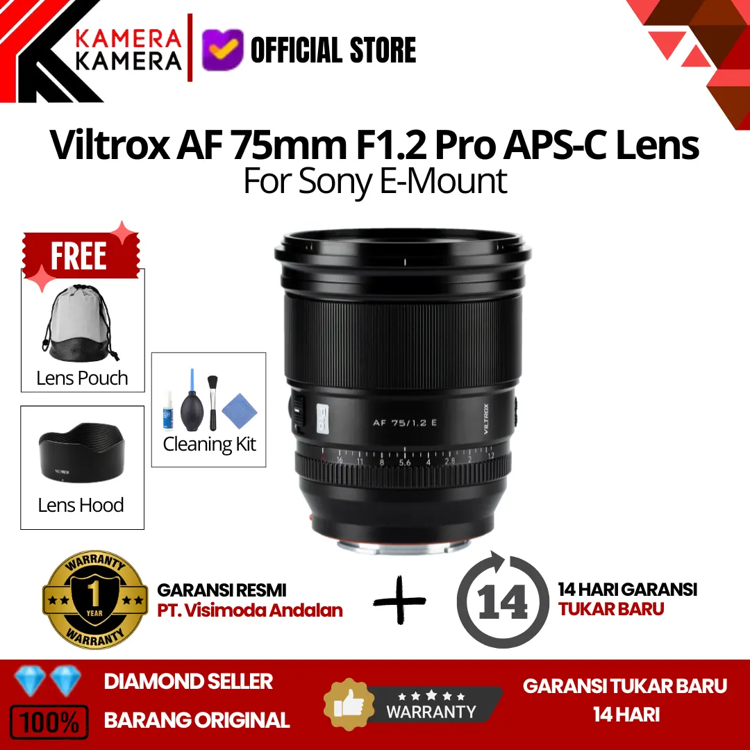 Viltrox Lensa 75mm F1.2 STM AF PRO Prime Lens for Sony E-Mount
