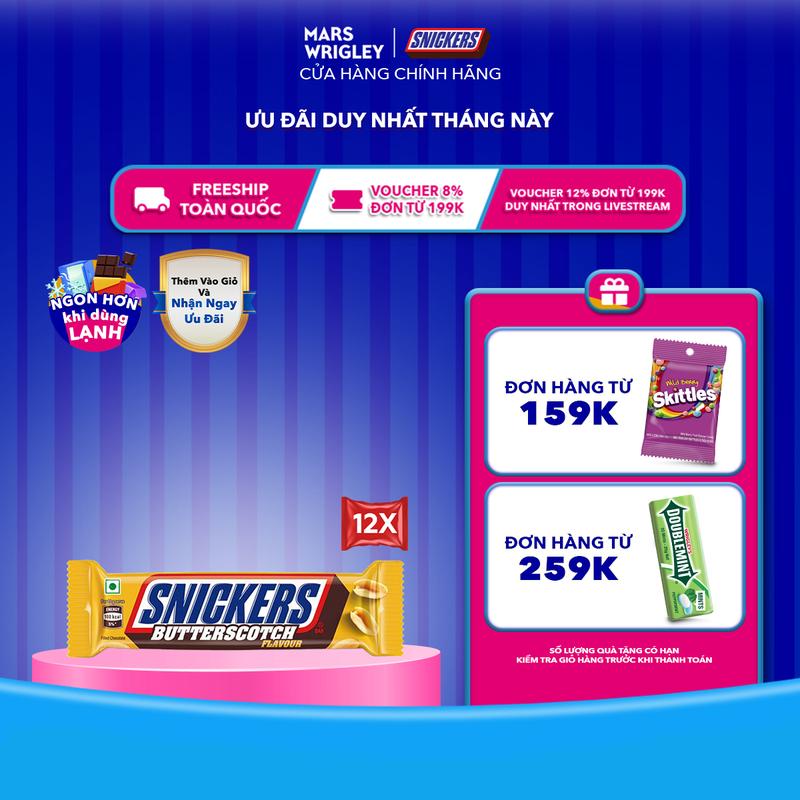 MỚI RA MẮT Combo 12 Thanh socola Snickers vị đậu phộng bơ caramel 40g 12 x 40g