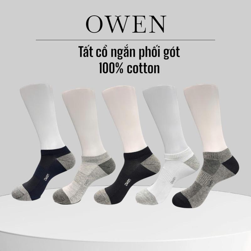 OWEN - Tất nam cao cấp OWEN cổ ngắn chính hãng viền gót 100% Cotton khử mùi