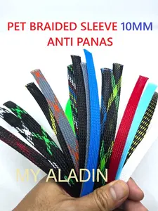1meter Pelindung Kabel Pet Sleeve Sleve Sleeving flat 10mm 1cm Tahan panas anti panas