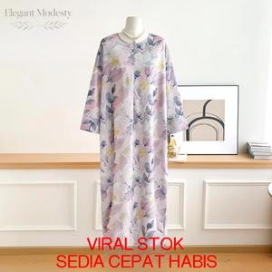 Jubah Muslimah Moden Longgar Elegan 2026 Tren Perpaduan Tradisional Moden Sesuai Kerja Majlis Wanita dengan Poket Sisi Fesyen Anabia Budak Embroidery Lace Cey Kosong Corak Bunga Premium Emboss Bamboo Lengan Panjang Batik Block Cotton Viscose Lembut Casual