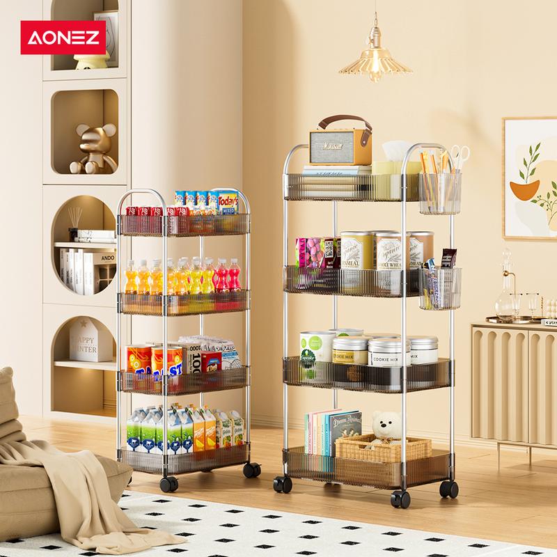 Product Introduction of 【30 day grantee】【 COD 24 Shipping】Aonez Rak Makeup Stainless Rak Susun Aesthetic Rak Dapur Serbaguna Rak Kamar Mandi dengan Roda dan Pegangan rak  skincare rak meja aesthetic 0