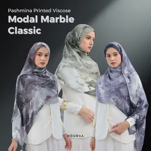 Nouraa Pashmina Printed Viscose Modal Marble Series Motif Elegan Ukuran 180x60 cm Premium Comfort & Style