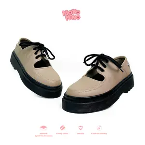 Mokomino -  Luna Cream Sepatu Low Boots Wanita Semi Formal Korean Style