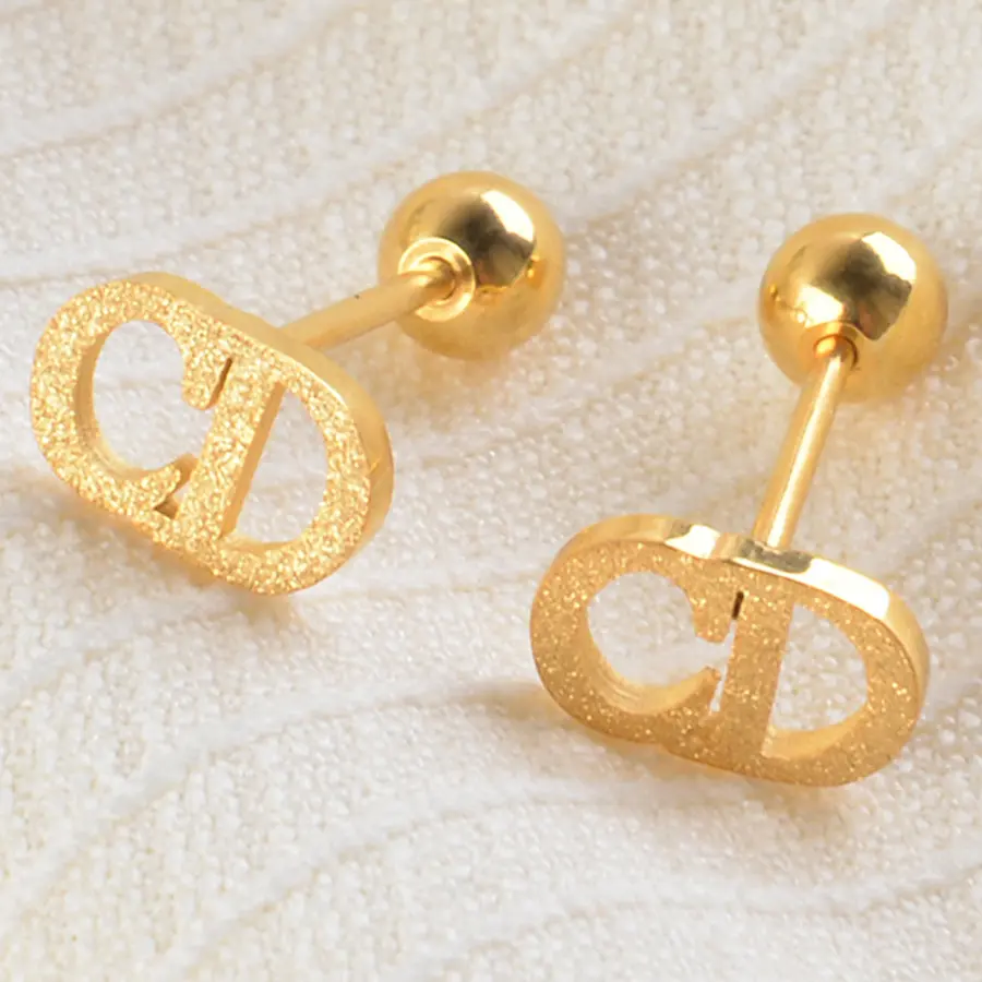 DYD Anting Subang Telinga Earrings for Women untuk Wanita Diperbuat daripada Keluli Titanium, Korean Style Emas Aksesori Barang Kemas