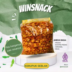 WINSNACK SEBLAK KERUPUK BAWANG PEDAS DAUN JERUK/ORIGINAL DAUN JERUK/KEJU 250 Gr/ 500 Gr/ 1KG