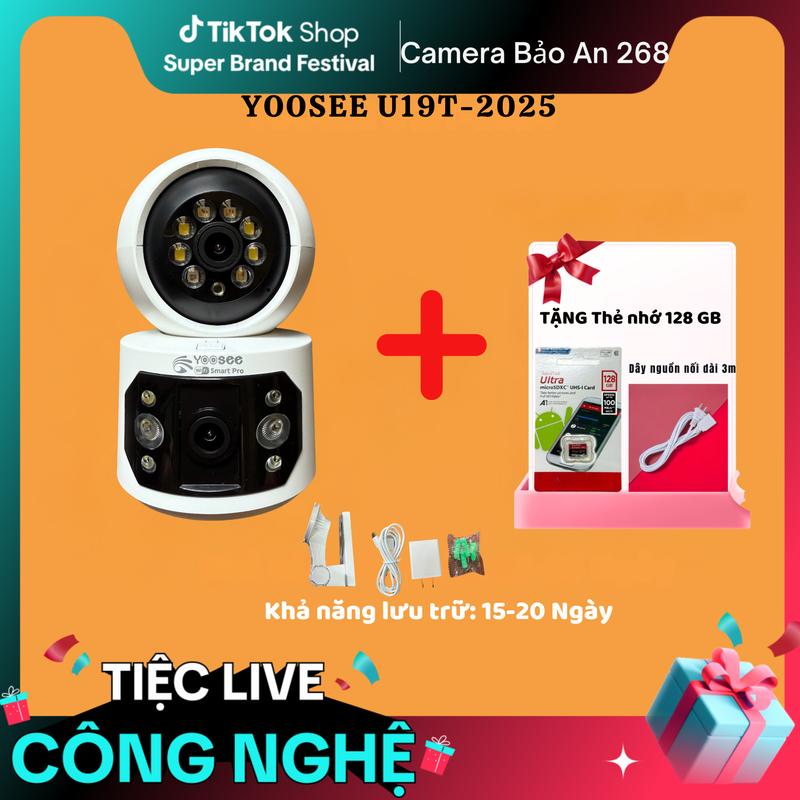 Bảo An x Thanh Trần Camera Yoosee + thẻ nhớ 128G lưu 20 ngày 2 Mắt Xoay 360 Độ trong nhà