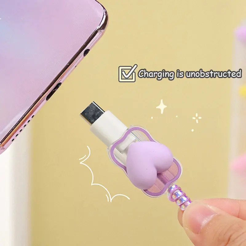 DS50 - 1 Set 4 Perlindungan Kabel Lucu Penutup Kartun Anti Terpecat Data Penutup Kabel Universal Untuk Iphone Samsung Xiaomi Oppo Huawei-FE 4