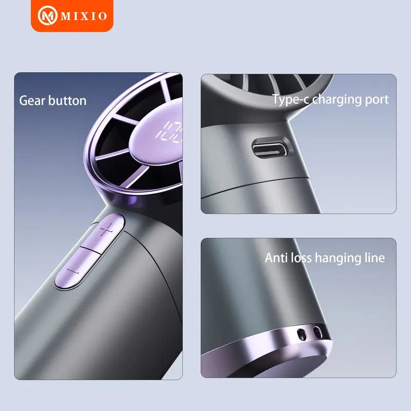 MIXIO GS-02 Kipas Angin Turbo Portable Handheld Rechargeable Mini Fan High Speed 10000RPM 8