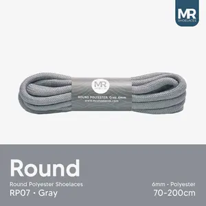 MR Shoelaces RP07 Gray (Abu-Abu) Tali Sepatu Bulat Round Big 6mm 70cm 80cm 90cm 100cm 120cm 130cm 140cm 150cm 180cm 200cm untuk Boots Docmart