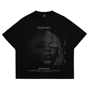 SimpliMoods 24s Kaos Boxy Fit Oversize Tshirt Its All Face Hitam Katun Santai Combed Atasan Unisex