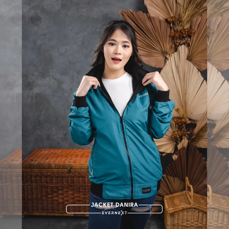 EVERNEXT Jaket Bolak Balik Wanita Jaket Outdoor Cewek Jaket Motor Danira Reversible Jacket Fleece Wanita Nyaman Outer Tebal 2