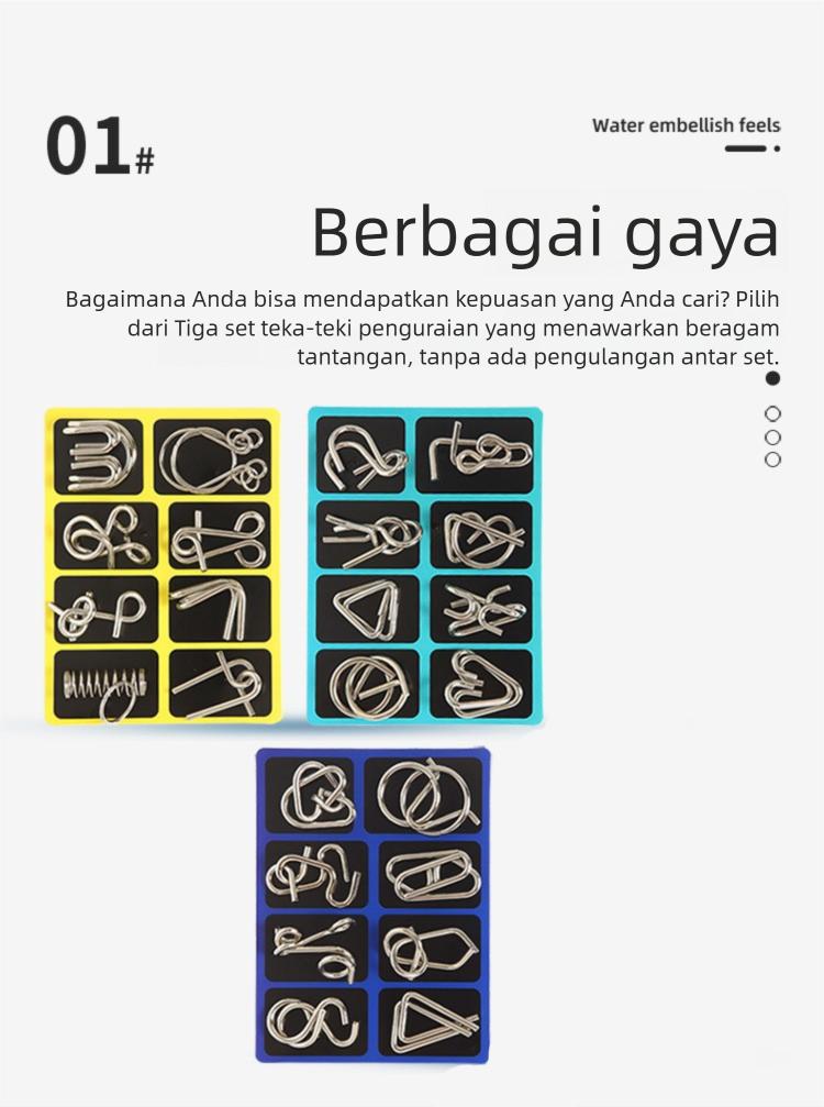 Mainan Logika Logam 24 PCS,Melatih logika berpikir dan kemampuan matematika，Cocok untuk anak usia 3-13 tahun，perlengkapan pemenang turnamen cerdas dunia