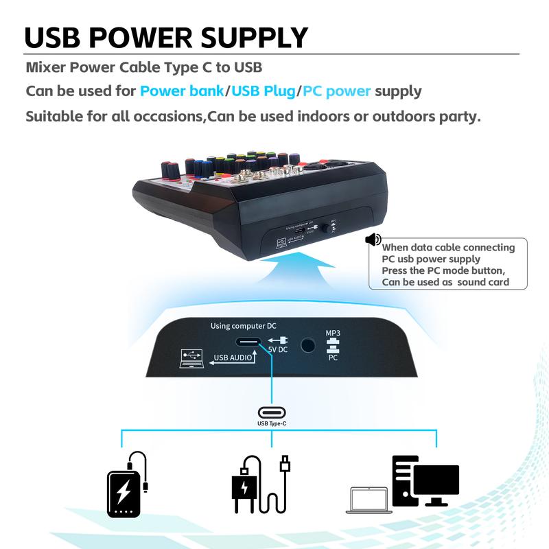 KP4 Audio mixer professional 4 channel mixer, support Bluetooth USB MP3 playback Amplifier 2