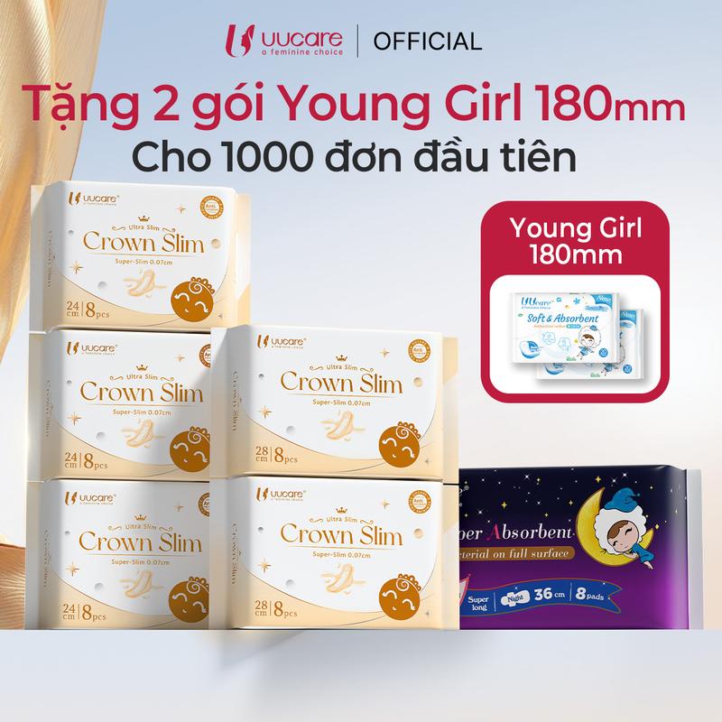 [8 Gói 88 Miếng] Combo Băng Vệ Sinh Siêu Mỏng UUcare Slim 0,07cm + Băng Vệ Sinh Hàng Ngày + Ban Đêm Siêu Dài, Thấm Hút Nhanh, Thoải Mái Khi Dùng, Chăm Sóc Toàn Diện Bất Cứ Khi Nào