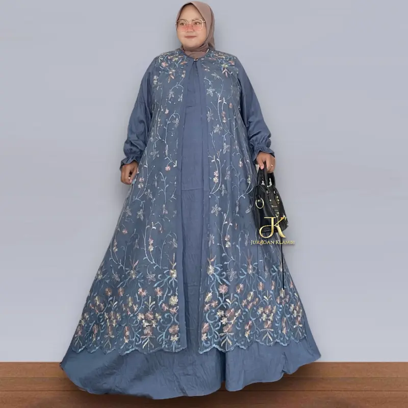 Gamis Brukat Tille Pololinen Jumbo LD 140+ Estimasi BB 70-120KG++ Kondangan Lebaran Mewah Free Bros | Juragan Klambi Muslim Wanita Maxi 1