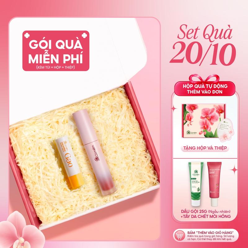 [SET QUÀ TẶNG 20/10] Combo Son Dưỡng Gạo & Son Kem Bông Cỏ Mềm - Hộp Quà Tặng Mẹ, Vợ, Người Yêu, Cô Giáo Ý Nghĩa, Thiết Thực