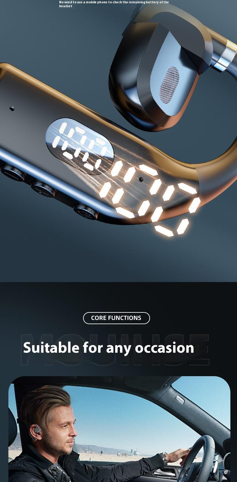 P7 wireless Earbuds terbuka olahraga headphone tidak masuk telingaNyaman memakai earphone Bluetooth nirkabel OWS headset dengan LED digital headphone satu telinga