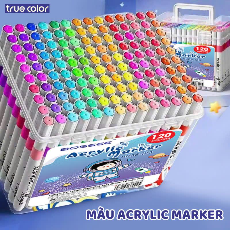 Bút Đánh Dấu Acrylic 120 Màu, Bút Sơn Acrylic Chống Nước Thân Bút Nhỏ Màu Không Thấm Giấy Vẽ Trên Mọi Chất Liệu Bề Mặt DIY An Toàn Cho Bé, Màu Nghệ Thuật Học Sinh, Bút Vẽ Không Cần Ấn Cho Trẻ Mới Biết Đi - 12/24/36/48/60/80/120 Màu