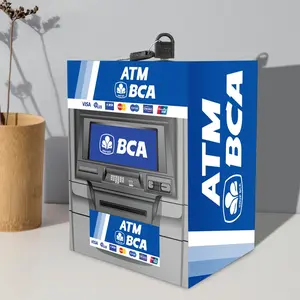 Celengan Motif ATM BRI BCA MANDIRI CIMB Jumbo Ukuran 15x15x20cm Tabungan Uang dilengkapi pelindung siku celengan  target celengan  kunci celengan  kayu