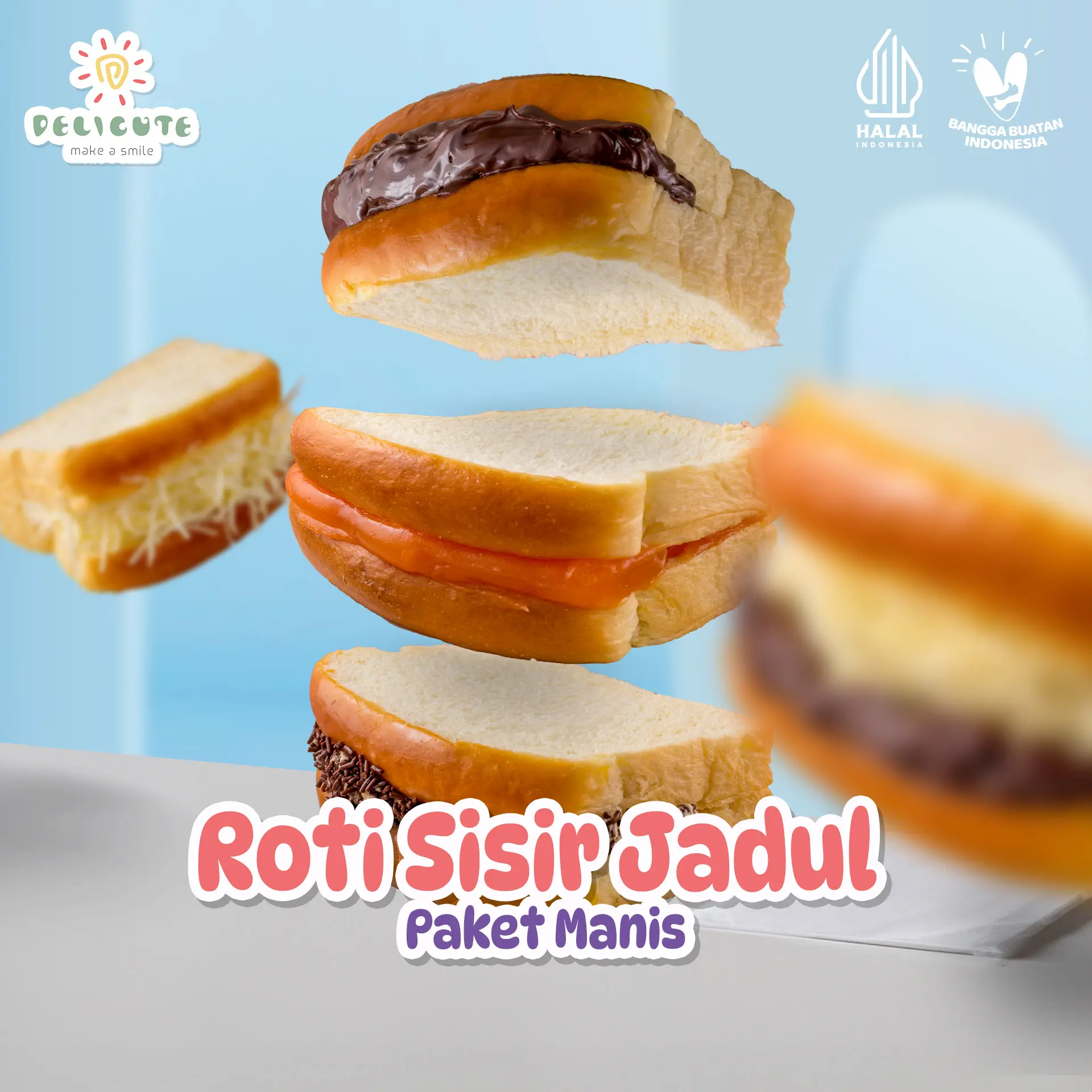 DELICUTE ROTI SISIR VARIAN MANIS (SELAI SRIKAYA, COKLAT, COKLAT KEJU, MOCCA DAN KEJU)  Maryam