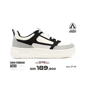 Aerostreet 37-44 Brooklyn Natural Hitam Hitam - Sepatu Sneakers Casual Sport