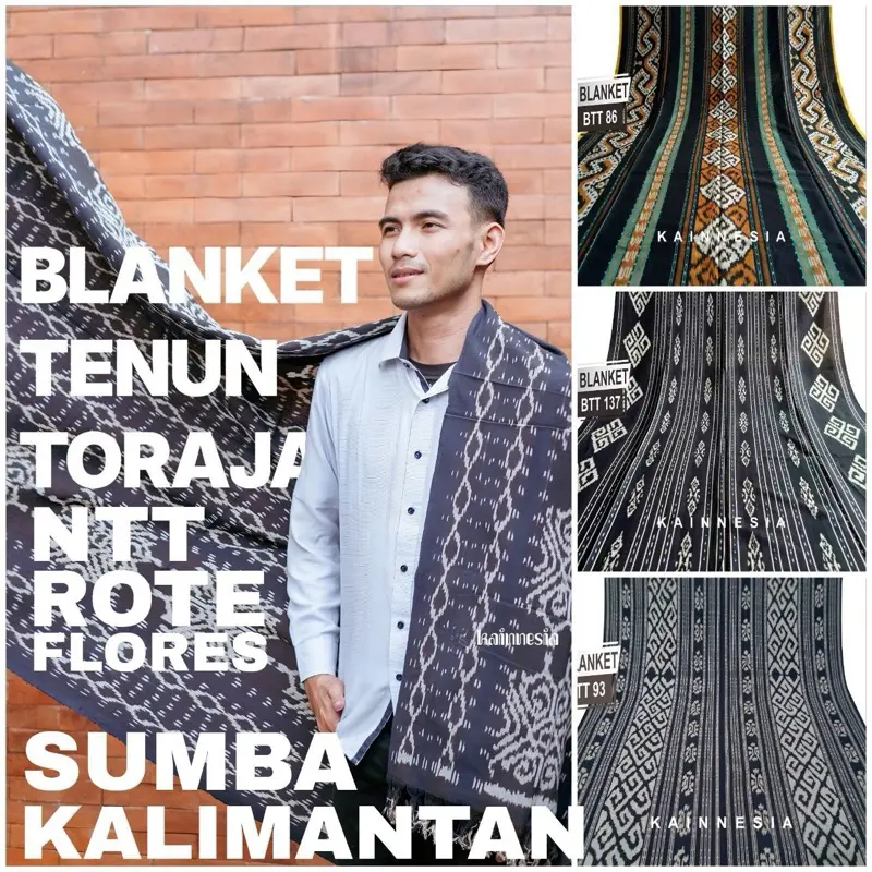 Kain Tenun V2 Blanket Halusan Premium 240cm x 120cm Bahan Katun Motif Tidak Luntur Cocok untuk Dress Outer Blouse Pakaian Tradisional Toraja Sumba NTT Kalimantan Maumere