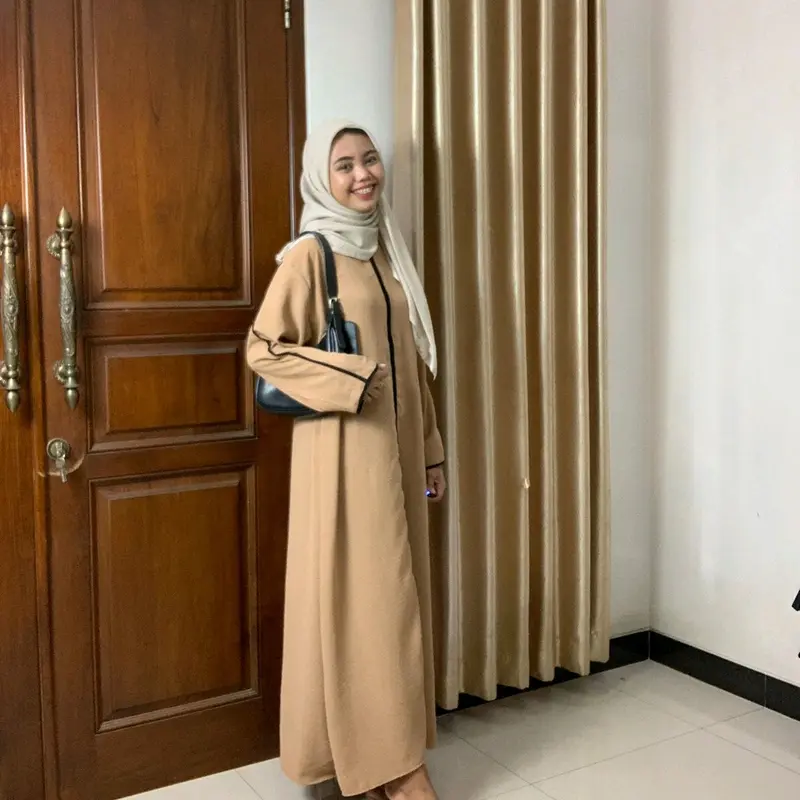 Abaya Aisyah Crinkle airflow premium wanita kekinian formal Muslim Basic Gamis 7