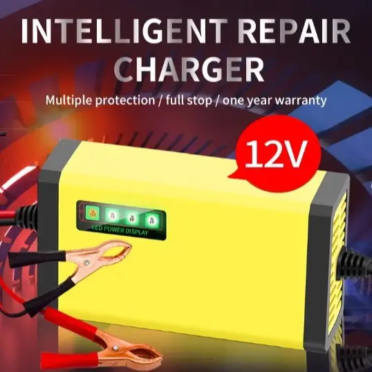 Cas Casan Aki Motor Mobil 12v 2A Portable Otomatis Charger Accu LED Display Indikator 0