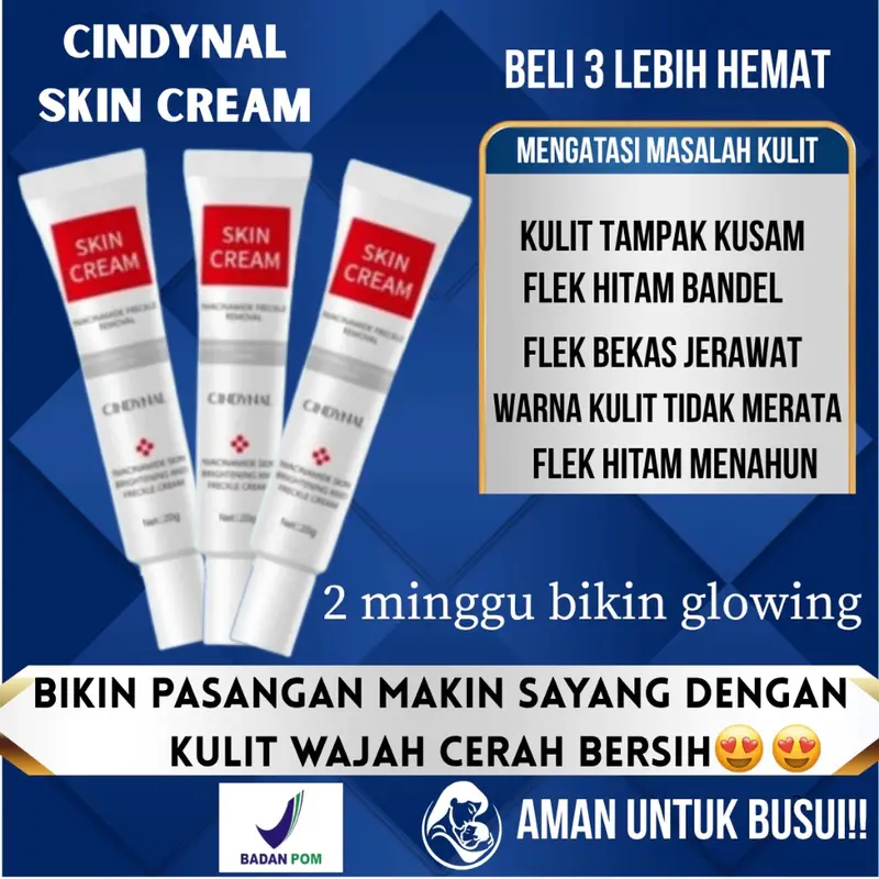 BPOM Paket 3 Pcs Cindynal Skin Cream Whitening Freckle Cream Remove Dark Spots AntiFreckle Niacinamide Pelembab Flek Wajah Bintik Hitam 3