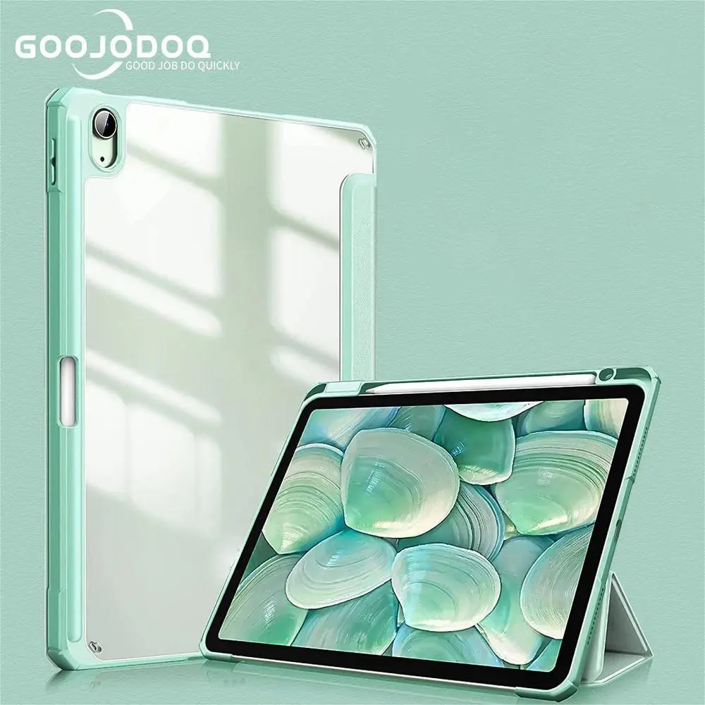 GOOJODOQ for iPad Case Air 4 Pro 11 10th 8th Gen 6th 7th 5th 9th Mini6 Case with Pencil Holder Clear