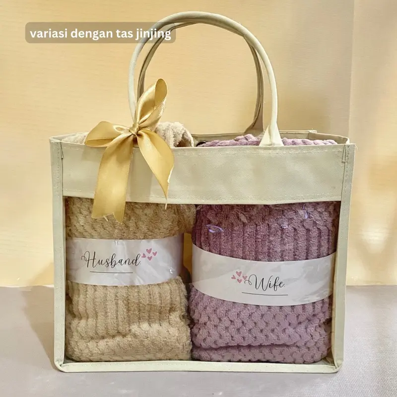 Hampers Handuk Pasangan Couple Microfiber 70x140cm / Hampers Wedding Pernikahan / Gift Set Box / Paket Kado Hampers Souvenir / Kado Ulang Tahun Birthday / Kado Anniversary / Seserahan Hantaran Pernikahan 1