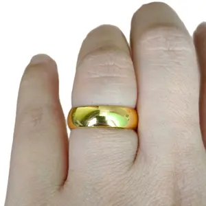 cincin belah rotan kuning lapis emas 24