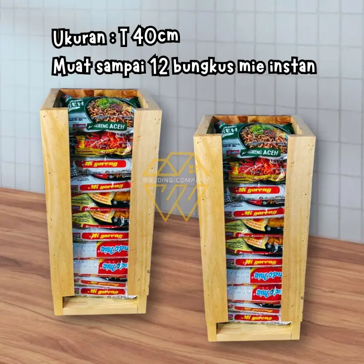 Rak Mie Instan Kayu Pinus dengan Finishing Glowsy - Muat Hingga 12 Bungkus Mie Instan - Dapur, Kitchenware 3