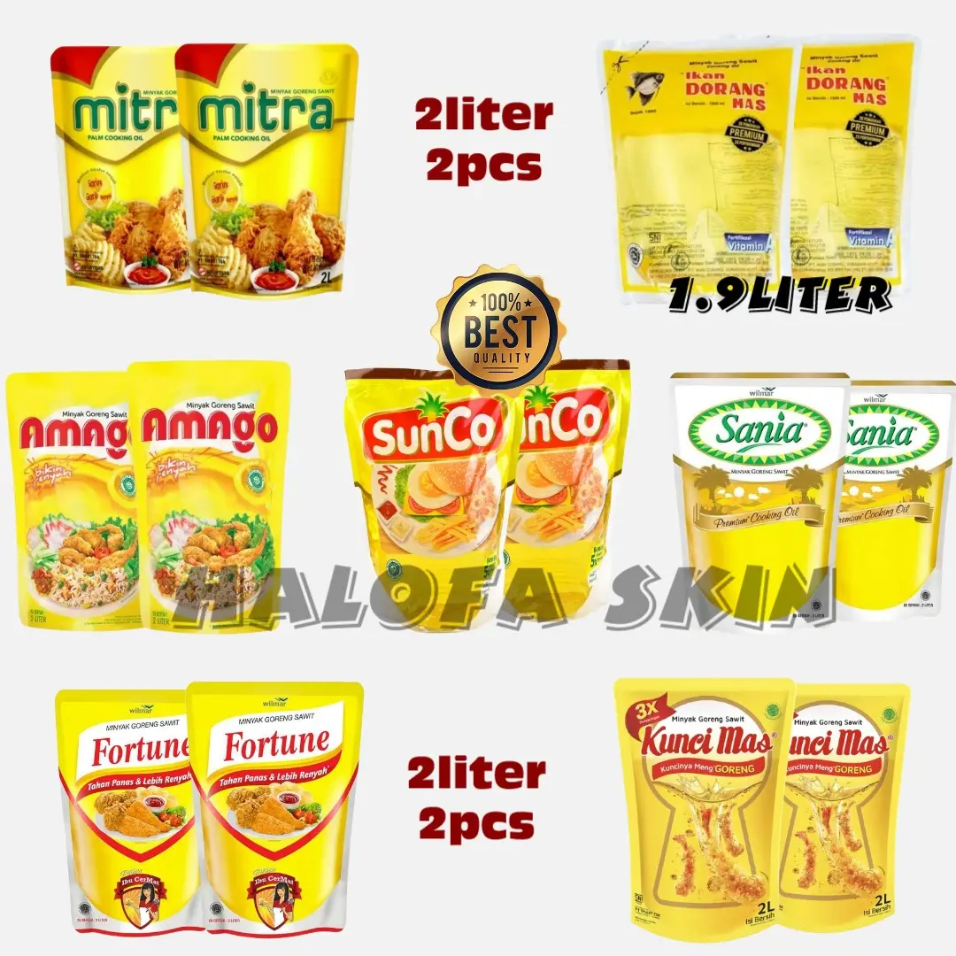 [ 2PCS 2LITER ] Minyak Goreng SunCo / Fortune/Kunci Mas/RoseBrand  Refill  2L Paling Bening Tidak Mudah Beku & Gorengan Krispi
