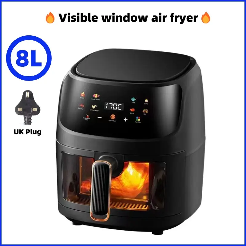 8L Air Fryer with Detachable Basket Visual window Touch Button 1 Year Warranty