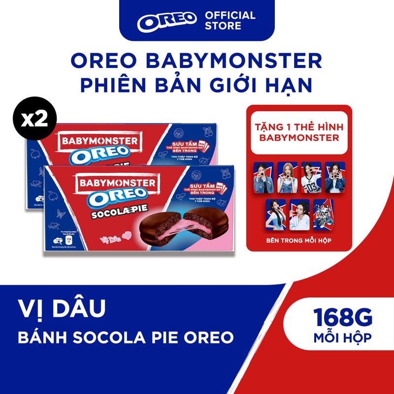   TẶNG CARD NGẪU NHIÊN  OREO BABYMONSTER Bánh Socola Pie Vị Dâu 168g  Combo 2  