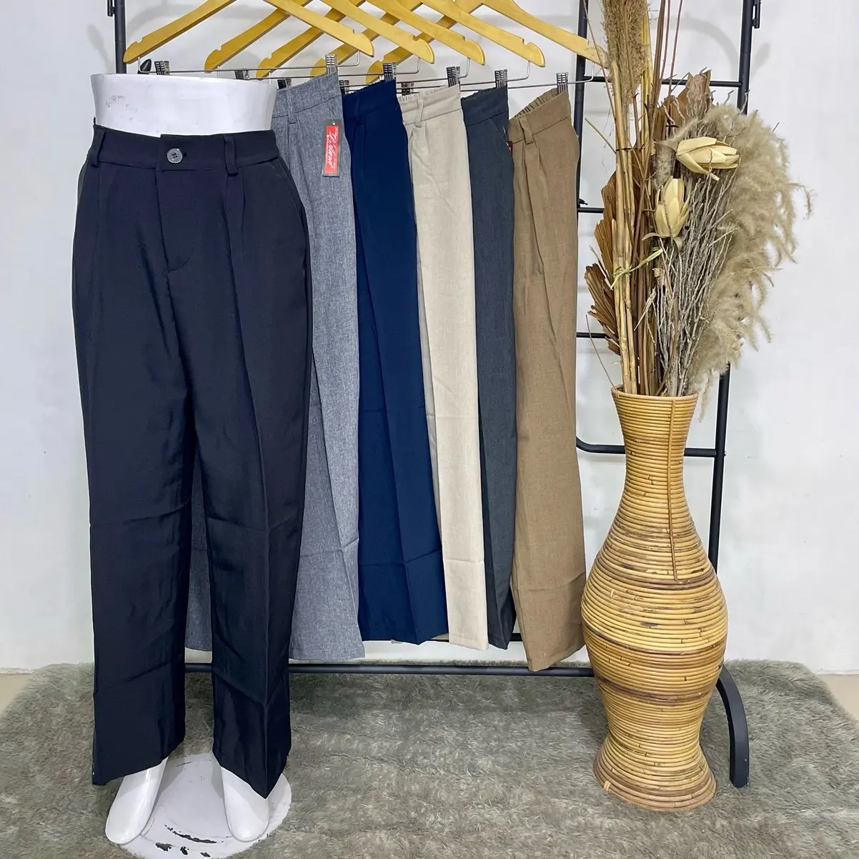 F2 || Celana Loose Pants Evita HighWaist Basic Import