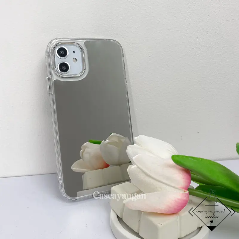 Clear Mirror Case For IP (7 - 15) 7 8 SE 2020 2022 PLUS X XS XR 11 12 13 14 15 PRO MAX Casing Lucu Silver Casing Hologram 4