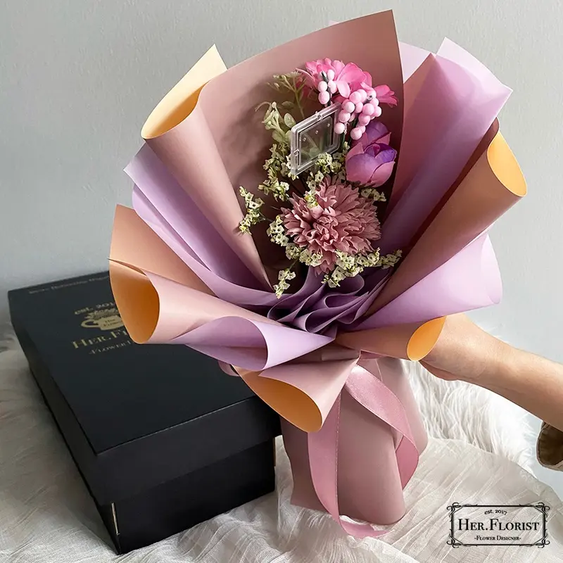 HER.FLORIST-NEW DESIGN [CARNATION] Single Soap & Dried Flower Bouquet / Buket Bunga Sabun Carnation / Bunga Kering / Bunga Artificial / Buket Bunga 7