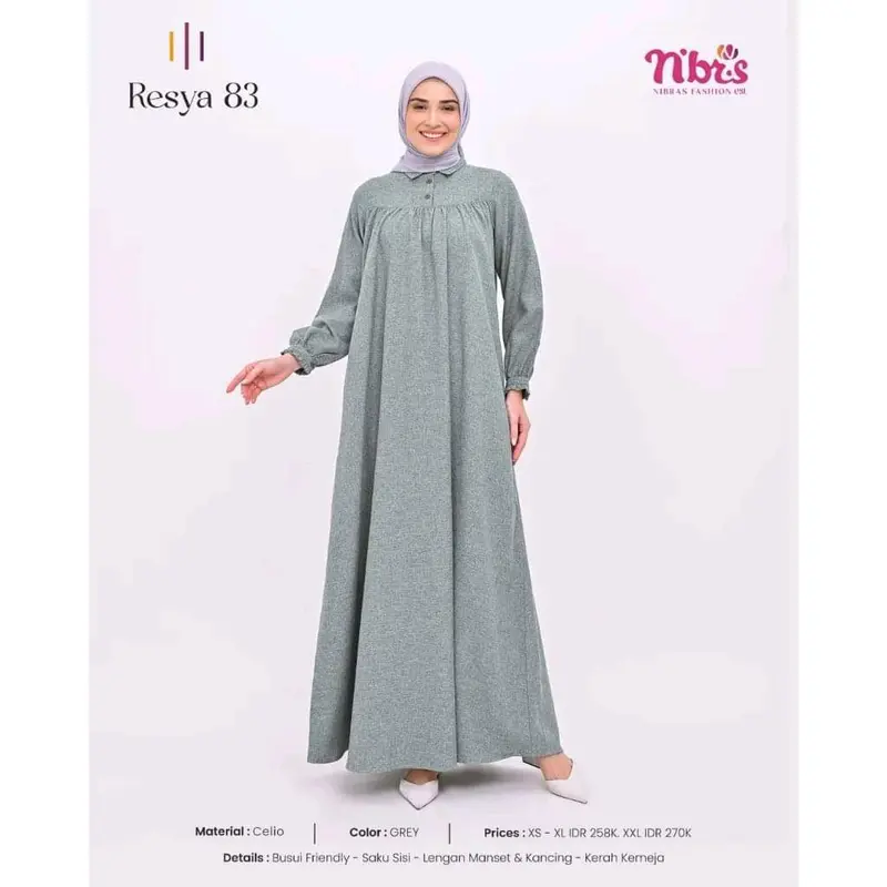 RESYA 83 GAMIS NIBRAS DEWASA POLOS 2