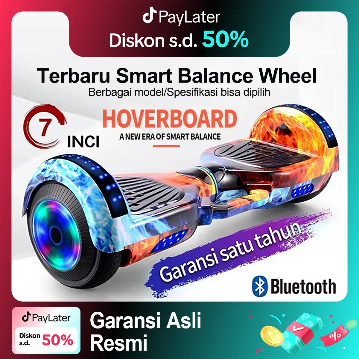 Terbaru Smart Balance Wheel/Hoverboard 7 Inch Smart Balance/Dilengkapi Bluetooth Musik Speaker/Dilengkapi Lampu LED