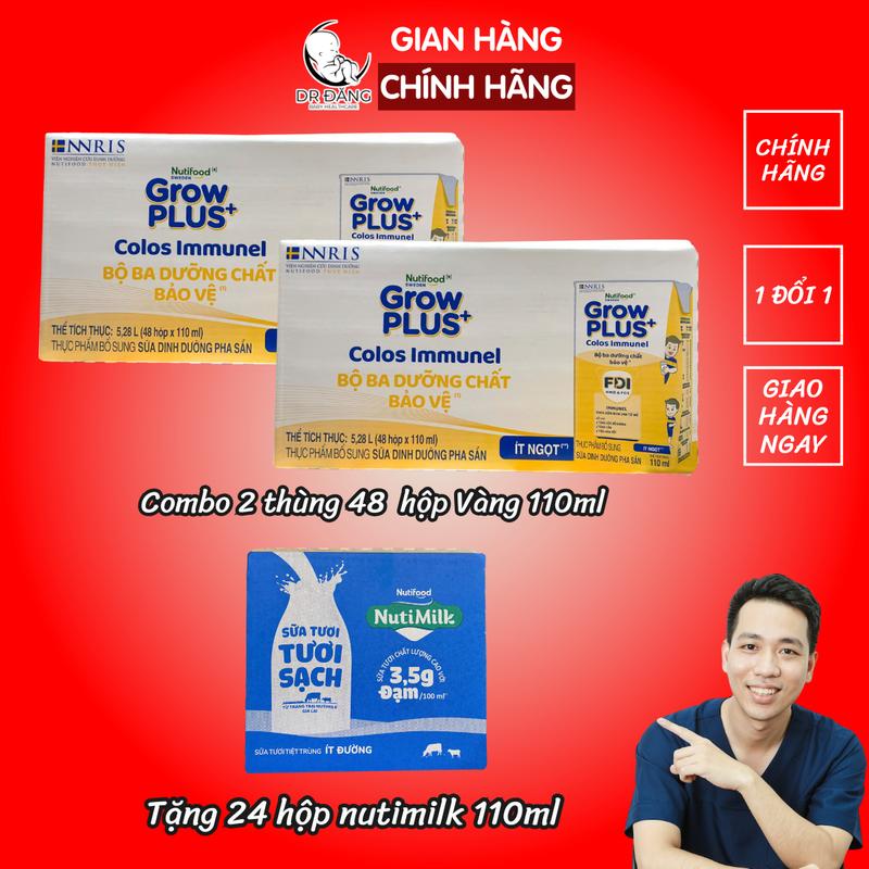 [Độc Quyền KOC] Combo 96 hộp grow vàng 110ml - Growplus sữa nước công thức tăng sức đề kháng cho bé hộp 110ml