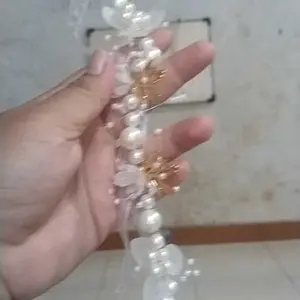 Headpiece Bunga Mutiara Mahkota Pengantin Putih Aksesoris Rambut Pengantin D108