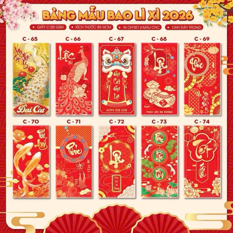 Sỉ 1000 Bao Lì Xì Tết 2026 Đẹp Được Chọn Mẫu Và Kèm Túi Bóng Kính