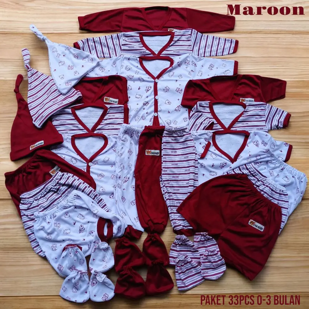 Paket Hemat 33 Pcs Baju Bayi Baru Lahir (Newborn) Lengkap Set Bayi 0-3 Bulan Terbaru Unisex Laki-Laki atau Perempuan